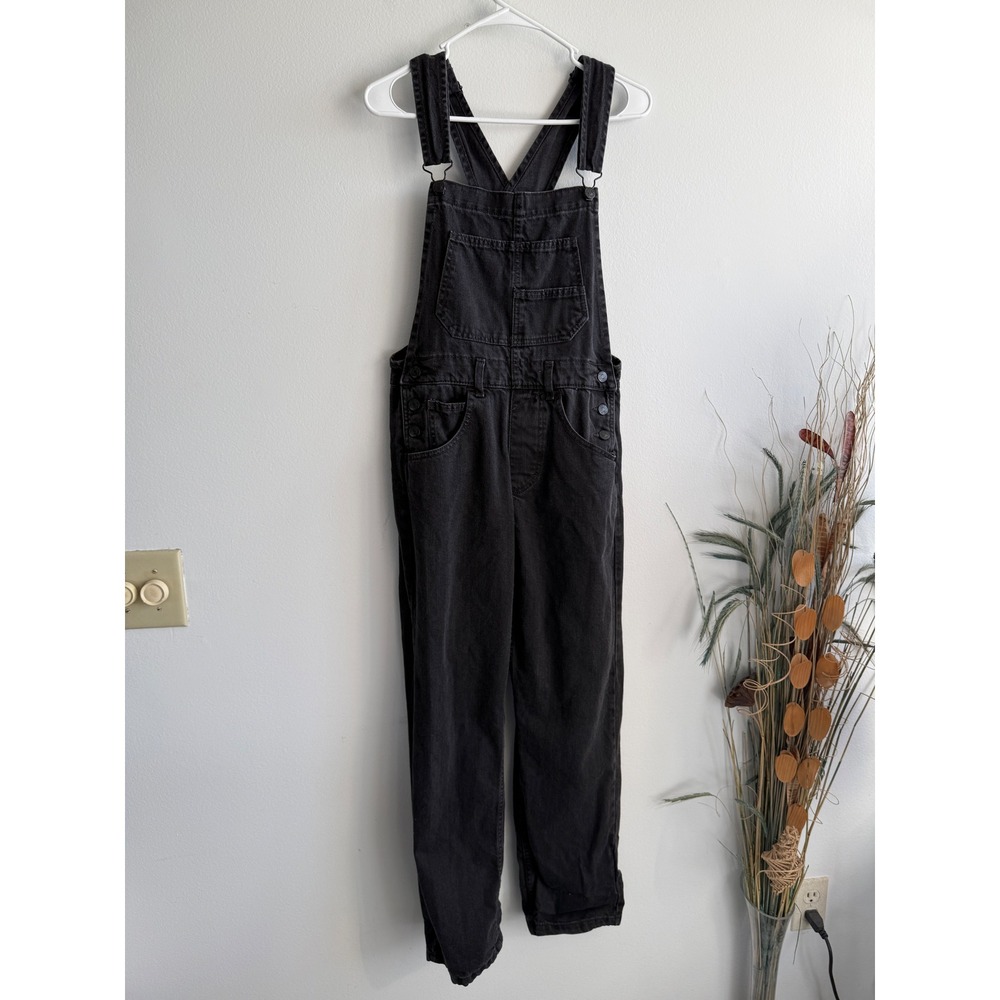 We The Free Free People Women XS Black‎ Denim Overalls Straight Leg OB1141498